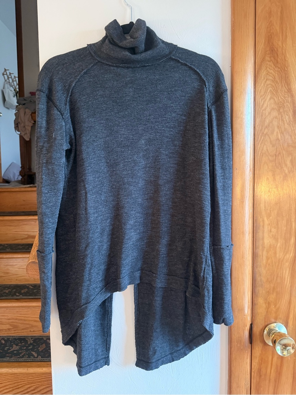 We The Free Charcoal Turtleneck High-Low Pullover